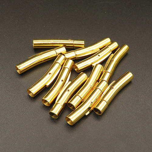 304 Stainless Steel Bayonet Clasps,Column,Vacuum plating gold,7x28mm,Hole:4mm,about 2.5g/pc,10 pcs/package,XFCL00029vbnb-L003