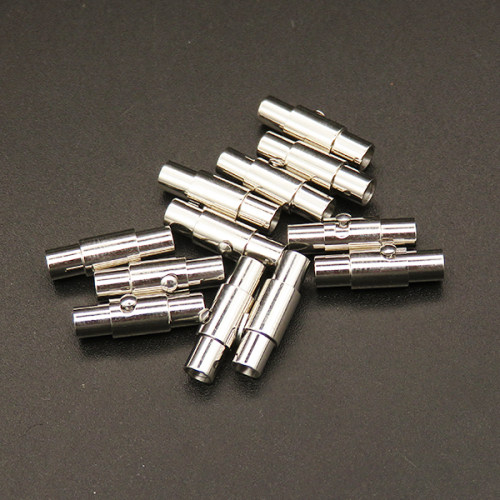 304 Stainless Steel Magnetic Clasps,Bayonet Clasps,Column,True Color,5x16mm,Hole:3mm,about 1.0g/pc,10 pcs/package,XFCL00035vbll-L003