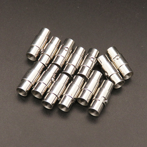 304 Stainless Steel Magnetic Clasps,Bayonet Clasps,Column,True Color,7x18mm,Hole:5mm,about 2g/pc,10 pcs/package,XFCL00037vbll-L003