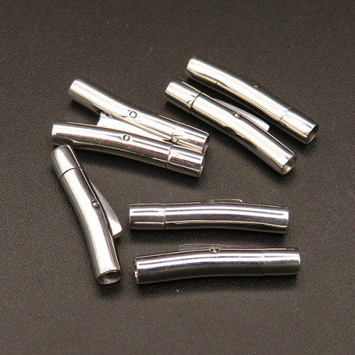 304 Stainless Steel Bayonet Clasps,Column,True Color,4x22mm,Hole:3mm,about 1.5g/pc,10 pcs/package,XFCL00041vbll-L003