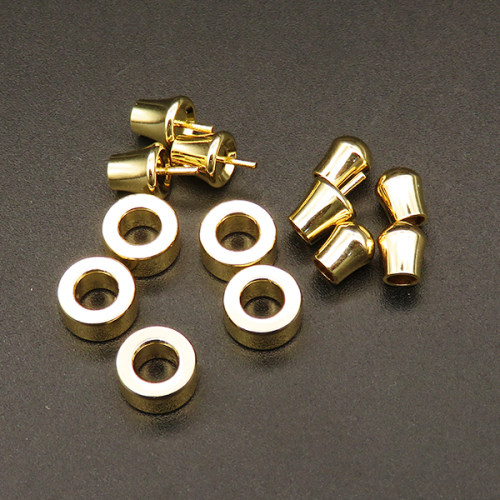 Brass Clasps sets,Telescopic clasps for necklace and bracelet,Real gold plating,Cord End:8x6mm,Cord End:6x9mm,Bead Spacers:5x6mm,Needle:1mm,Hole:4mm,about 2.5g/pc,20 pcs/package,XFCL00047avja-L003