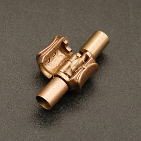 Brass European Clasps & Cores,Notch,Column,Brown,8x21mm,Hole:3mm,about 2g/pc,10 pcs/package,XFCL00052vbmb-L003