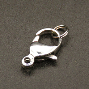 304 Stainless Steel Clasps,Lobster Claw Clasps,True Color,8x15mm,Hole:2mm,about 0.8g/pc,50 pcs/package,XFCL00071aaha-L003