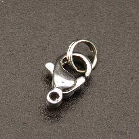 304 Stainless Steel Clasps,Lobster Claw Clasps,True Color,5*10mm,Hole:1mm,about 0.5g/pc,50 pcs/package,XFCL00075vabnb-L003