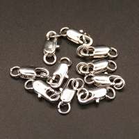 Brass Clasps,Lobster Claw Clasps,Vacuum plating platinum,Environmental protection,4x10mm,Hole:2mm,about 0.4g/pc,50 pcs/package,XFCL00077aaha-L003