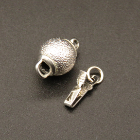 Brass Box Clasps,Frosted Round pearl necklace clasps,Vacuum plating platinum,Environmental protection,10mm,Hole:2mm,about 2g/pc,20 pcs/package,XFCL00095baka-L003