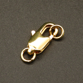 Brass Clasps,Lobster Claw Clasps,Vacuum plating gold,Environmental protection,5*12mm,Hole:2mm,about 0.6g/pc,50 pcs/package,XFCL00119aaha-L003