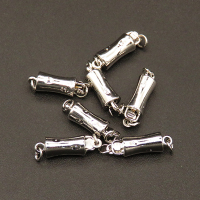 Brass Box Clasps,Column,Plating white K Gold,5*17mm,Hole:2mm,about 1.0g/pc,50 pcs/package,XFCL00238aaha-L003