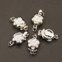 Brass Box Clasps,Single hole,Flower,Plating white K Gold,9*14mm,Hole:2mm,about 1.0g/pc,50 pcs/package,XFCL00246aahi-L003