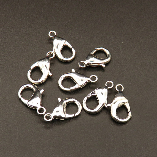 Brass Clasps,Lobster Claw Clasps,Plating white K Gold,8x15mm,Hole:2mm,about 0.5g/pc,100 pcs/package,XFCL00256vabjb-L003