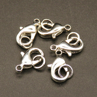 Brass Clasps,Lobster Claw Clasps,Plating white K Gold,6*12mm,Hole:1mm,about 0.5g/pc,100 pcs/package,XFCL00259vabjl-L003