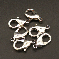 Brass Clasps,Lobster Claw Clasps,Plating white K Gold,10*19mm,Hole:2mm,about 1.5g/pc,100 pcs/package,XFCL00263vabob-L003