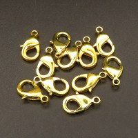 Brass Clasps,Lobster Claw Clasps,Plating gold,8*15mm,Hole:2mm,about 0.7g/pc,100 pcs/package,XFCL00265vabkb-L003