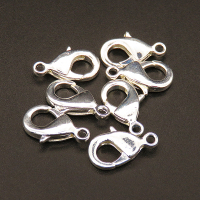 Brass Clasps,Lobster Claw Clasps,Plating white K Gold,8x15mm,Hole:2mm,about 0.7g/pc,100 pcs/package,XFCL00267vabkb-L003