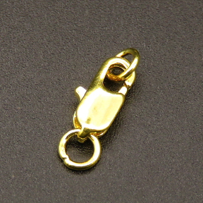 Brass Clasps,Lobster Claw Clasps,Plating gold,4x10mm,Hole:2mm,about 0.4g/pc,100 pcs/package,XFCL00270vabjb-L003