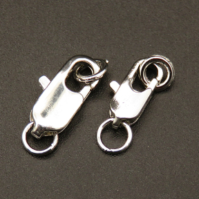 Brass Clasps,Lobster Claw Clasps,Plating white K Gold,4x10mm,Hole:2mm,about 0.5g/pc,100 pcs/package,XFCL00273vabil-L003