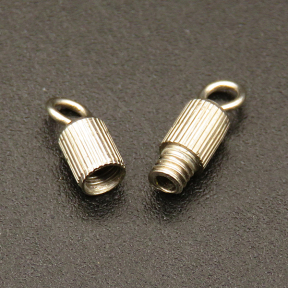 Brass Screw Clasps,Single hole,stripe,Plating white K Gold,3*8mm,Hole:2mm,about 0.4g/pc,100 pcs/package,XFCL00287vabhb-L003