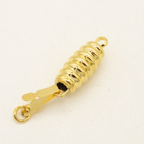 Brass Box Clasps,Spiral column,Plating gold,6*19mm,Hole:1mm,about 1.5g/pc,50 pcs/package,XFCL00295aaha-L003