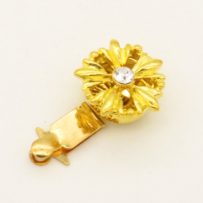 Brass Box Clasps,Single hole,Flower,Plating gold,11*14mm,Hole:1mm,about 1.0g/pc,50 pcs/package,XFCL00300aaha-L003