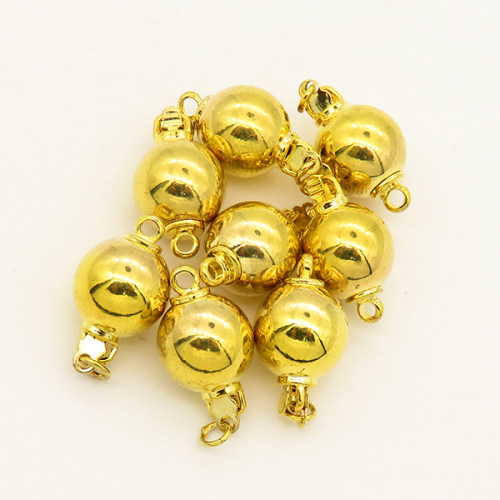 Brass Box Clasps,Round,Single hole,Plating gold,10*17mm,Hole:2mm,about 4g/pc,50 pcs/package,XFCL00302aaha-L003