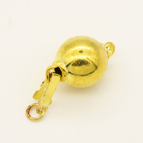 Brass Box Clasps,Round,Single hole,Plating gold,10*17mm,Hole:2mm,about 4g/pc,50 pcs/package,XFCL00302aaha-L003
