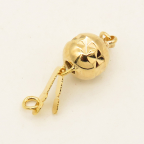 Brass Box Clasps,Batch of flowers,Round,Textured,Plating gold,8*15mm,Hole:2mm,about 2g/pc,50 pcs/package,XFCL00304aaha-L003