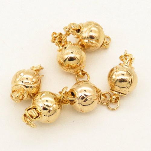 Brass Box Clasps,Batch of flowers,Round,Plating gold,8*15mm,Hole:2mm,about 2g/pc,50 pcs/package,XFCL00306vabob-L003