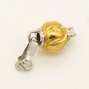 Brass Box Clasps,Batch of flowers,Round,Plating gold and white K Gold,8*15mm,Hole:2mm,about 2g/pc,50 pcs/package,XFCL00308vabob-L003