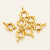 Brass Spring Clasps,Spring Ring Clasps,Plating gold,6*9mm,Hole:2mm,about 0.2g/pc,100 pcs/package,XFCL00310vabib-L003