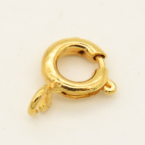 Brass Spring Clasps,Spring Ring Clasps,Plating gold,6*9mm,Hole:2mm,about 0.2g/pc,100 pcs/package,XFCL00310vabib-L003