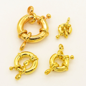 Brass Spring Clasps,Spring Ring Clasps,Steering wheel clasps,Plating gold,24x28mm,Hole:4mm,about 5g/pc,50 pcs/package,XFCL00312aahl-L003
