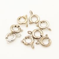 Brass Spring Clasps,Spring Ring Clasps,Steering wheel clasps,Plating white K Gold,16x19mm,Hole:2mm,about 1.0g/pc,100 pcs/package,XFCL00327vablb-L003