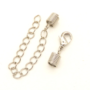 Brass Ends with Chain,Lobster Claw Clasps, End,Chain,Plating White K Gold,Lobster Claw Clasps:7*10mm,End:5*6mm,Chain:76mm,Hole:4mm,about 2g/pc,50 pcs/package,XFC00024vabob-L003