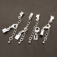 Brass Ends with Chain,Lobster Claw Clasps,End,Chain,Plating silver,Lobster Claw Clasps:7*10mm,End:4*6mm,Chain:37mm,Hole:4mm,about 1.5g/pc,50 pcs/package,XFC00030aaha-L003