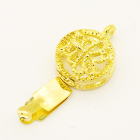 Brass Box Clasps,Butterfly,Single hole,Hollow,Plating Gold,12mm,Hole:1mm,about 1.5g/pc,50 pcs/package,XFCL00349aaha-L003