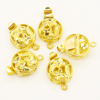 Brass Box Clasps,Clover,Single hole,Hollow,Plating Gold,12mm,Hole:1mm,about 1.5g/pc,50 pcs/package,XFCL00351aaha-L003