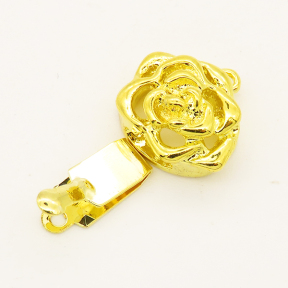 Brass Box Clasps,Flower,Single hole,Hollow,Plating Gold,13mm,Hole:1mm,about 2g/pc,50 pcs/package,XFCL00353aaha-L003