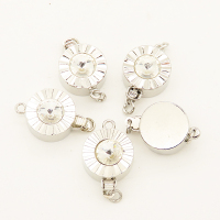 Brass Box Clasps,Rhinestone,Flated round,Corrugated,Single hole,Plating White K Gold,12mm,Hole:2mm,about 4.5g/pc,50 pcs/package,XFCL00383aahl-L003