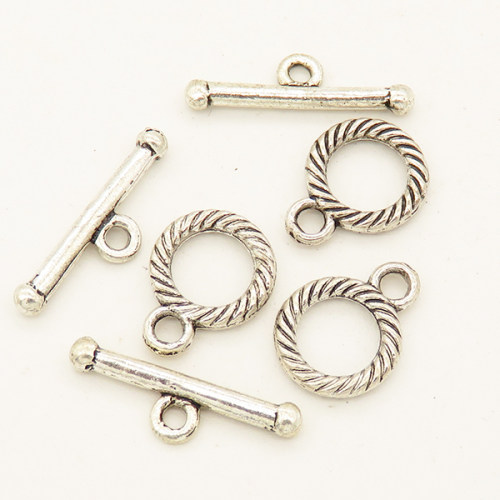 Alloy Toggle Clasps,OT Toggle Clasps,Plating White K Gold,Bar:2*18mm,Toggle10mm,Hole:2mm,about 1g/pc,50 pcs/package,XFCL00397vabmb-L003