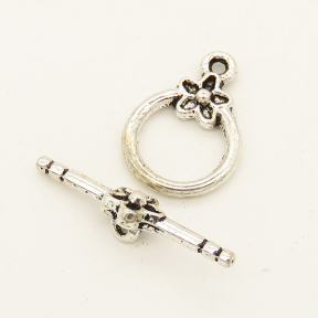 Alloy Toggle Clasps,OT Toggle Clasps,Plating White K Gold,Bar:7*26mm,Toggle:14*17mm,Hole:1mm,about 2g/pc,50 pcs/package,XFCL00399aaha-L003