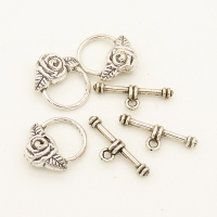 Alloy Toggle Clasps,OT Toggle Clasps,Plating White K Gold,Toggle:16*19mm,Bar:3*23mm,Hole:2mm,about 3g/pc,50 pcs/package,XFCL00405aaha-L003