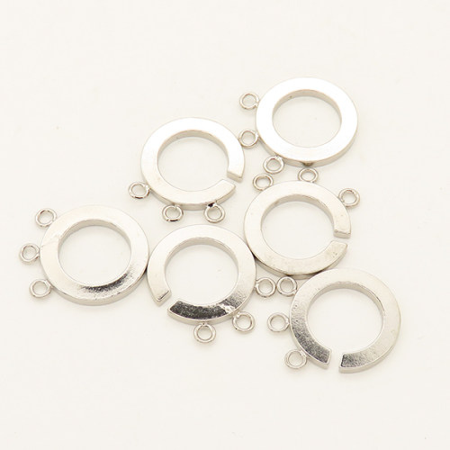 Brass Interlocking Clasps,Ring,Three holes,Plating White K Gold,18mm,Hole:2mm,about 3g/pc,50 pcs/package,XFCL00409aahl-L003