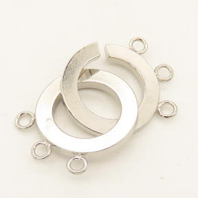 Brass Interlocking Clasps,Ring,Three holes,Plating White K Gold,18mm,Hole:2mm,about 3g/pc,50 pcs/package,XFCL00409aahl-L003