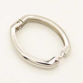 Brass Jewelry Clasps,Elliptical ring,Plating White K Gold,20*26mm,,about 2g/pc,50 pcs/package,XFCL00423vabmb-L003