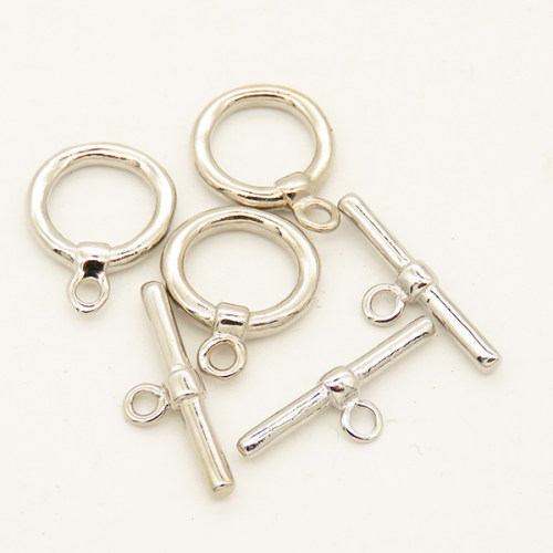 Brass Toggle Clasps,OT Toggle Clasps,Plating White K Gold,Bar:2*17mm,Toggle:11mm,Hole:1.5mm,about 1g/pc,50 pcs/package,XFCL00435vabob-L003