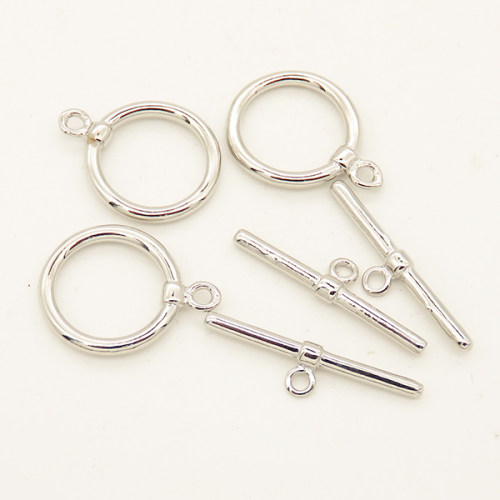 Brass Toggle Clasps,OT Toggle Clasps,Plating White K Gold,Bar:2*23mm,Toggle:14mm,Hole:1.5mm,about 1.5g/pc,50 pcs/package,XFCL00439vabob-L003