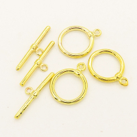 Brass Toggle Clasps,OT Toggle Clasps,Plating Gold,Bar:2*24mm,Toggle:15mm,Hole:2mm,about 1.5g/pc,50 pcs/package,XFCL00449vabob-L003
