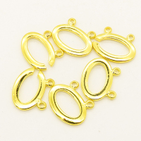 Brass Interlocking Clasps,Elliptical ring,Two holes,Plating Gold,10*15mm,Hole:1mm,about 2g/pc,50 pcs/package,XFCL00465aahl-L003