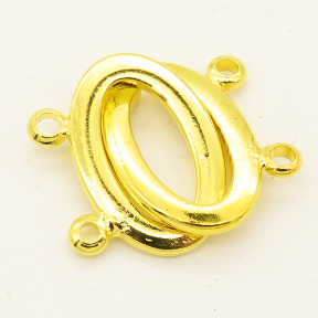 Brass Interlocking Clasps,Elliptical ring,Two holes,Plating Gold,10*15mm,Hole:1mm,about 2g/pc,50 pcs/package,XFCL00465aahl-L003