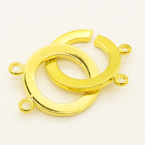 Brass Interlocking Clasps,Ring,Two holes,Plating Gold,18mm,Hole:2mm,about 3.5g/pc,50 pcs/package,XFCL00475aahl-L003